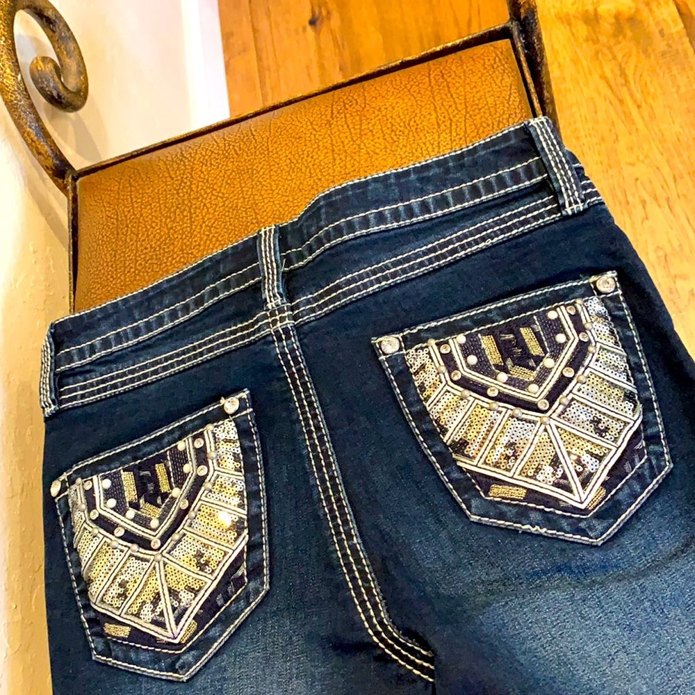 Rebel & Soul Sexy Dark Blue Stretch Embellished Stitched backs with plenty bling